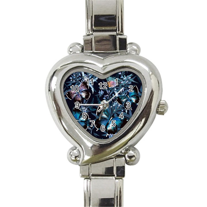 Beautiful Blue Butterflies  Heart Italian Charm Watch