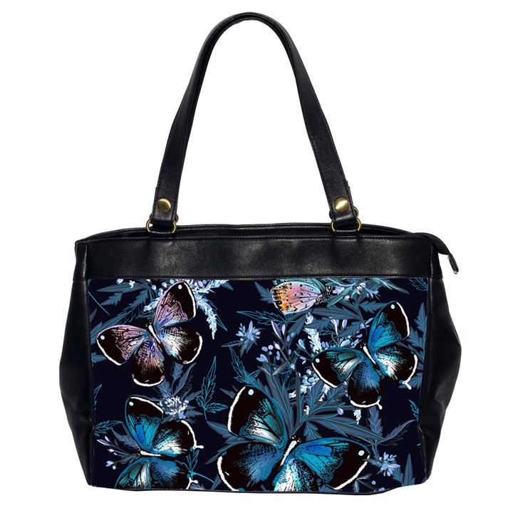 Beautiful Blue Butterflies  Oversize Office Handbag (2 Sides)