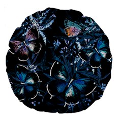 Beautiful Blue Butterflies  Large 18  Premium Round Cushions by ArtsyWishy