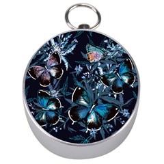 Beautiful Blue Butterflies  Silver Compasses by ArtsyWishy