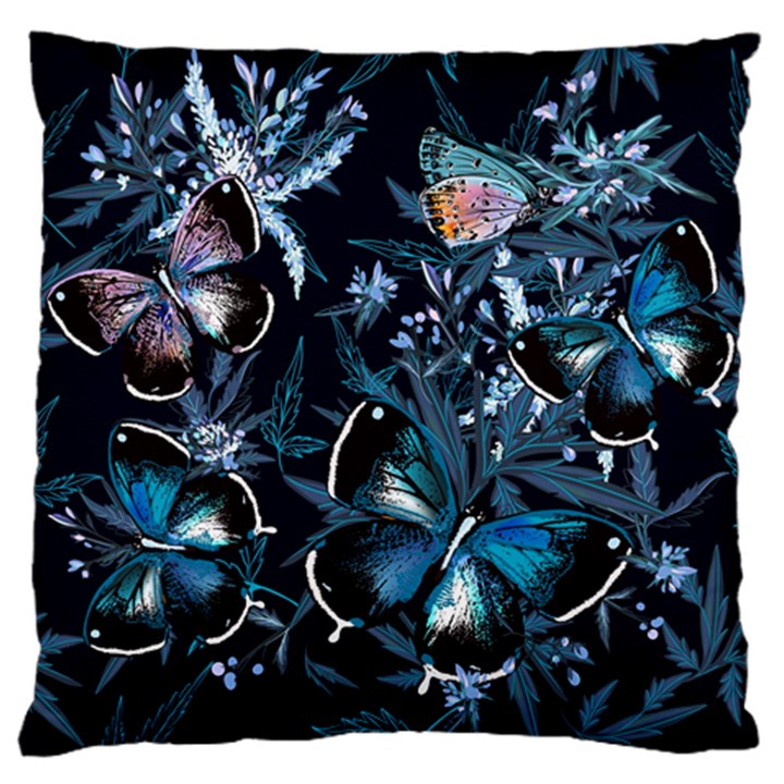 Beautiful Blue Butterflies  Large Flano Cushion Case (Two Sides)