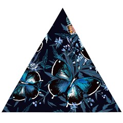 Beautiful Blue Butterflies  Wooden Puzzle Triangle by ArtsyWishy