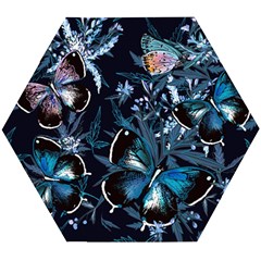 Beautiful Blue Butterflies  Wooden Puzzle Hexagon by ArtsyWishy