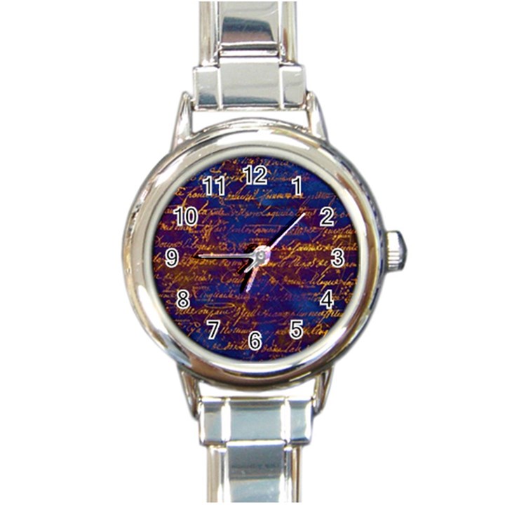 Majestic Purple And Gold Design Round Italian Charm Watch