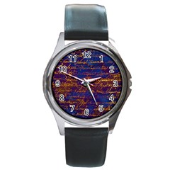 Majestic Purple And Gold Design Round Metal Watch