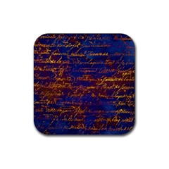 Majestic Purple And Gold Design Rubber Coaster (Square) 