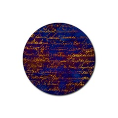 Majestic Purple And Gold Design Rubber Coaster (round)  by ArtsyWishy