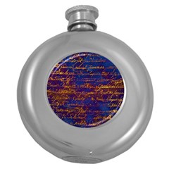 Majestic Purple And Gold Design Round Hip Flask (5 Oz) by ArtsyWishy