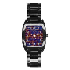 Majestic Purple And Gold Design Stainless Steel Barrel Watch by ArtsyWishy