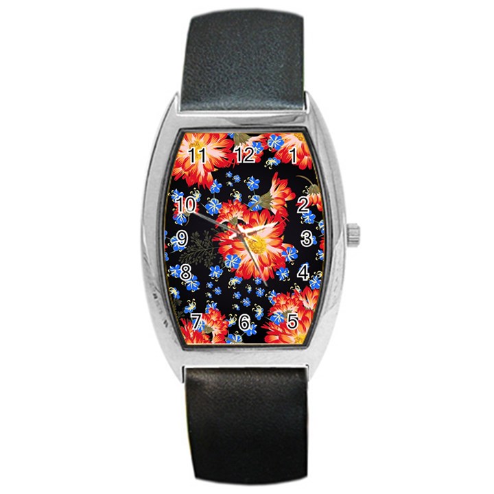 Orange and Blue Chamomiles Design Barrel Style Metal Watch