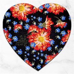 Orange And Blue Chamomiles Design Jigsaw Puzzle (heart) by ArtsyWishy