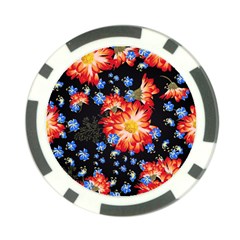 Orange And Blue Chamomiles Design Poker Chip Card Guard by ArtsyWishy