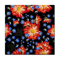 Orange And Blue Chamomiles Design Face Towel