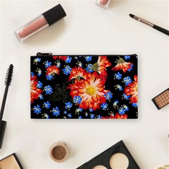 Orange And Blue Chamomiles Design Cosmetic Bag (small) by ArtsyWishy