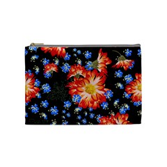 Orange And Blue Chamomiles Design Cosmetic Bag (medium) by ArtsyWishy