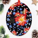 Orange and Blue Chamomiles Design Oval Filigree Ornament (Two Sides) Back