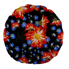 Orange And Blue Chamomiles Design Large 18  Premium Round Cushions