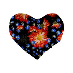 Orange And Blue Chamomiles Design Standard 16  Premium Heart Shape Cushions by ArtsyWishy