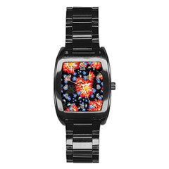 Orange And Blue Chamomiles Design Stainless Steel Barrel Watch by ArtsyWishy