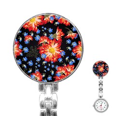 Orange And Blue Chamomiles Design Stainless Steel Nurses Watch by ArtsyWishy