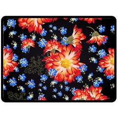 Orange And Blue Chamomiles Design Double Sided Fleece Blanket (large)  by ArtsyWishy