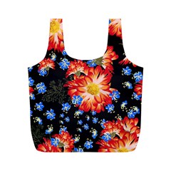 Orange And Blue Chamomiles Design Full Print Recycle Bag (m) by ArtsyWishy