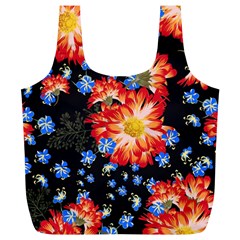 Orange And Blue Chamomiles Design Full Print Recycle Bag (xl) by ArtsyWishy