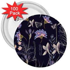 Butterflies And Flowers Painting 3  Buttons (100 Pack)  by ArtsyWishy