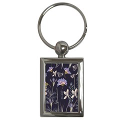 Butterflies And Flowers Painting Key Chain (rectangle) by ArtsyWishy