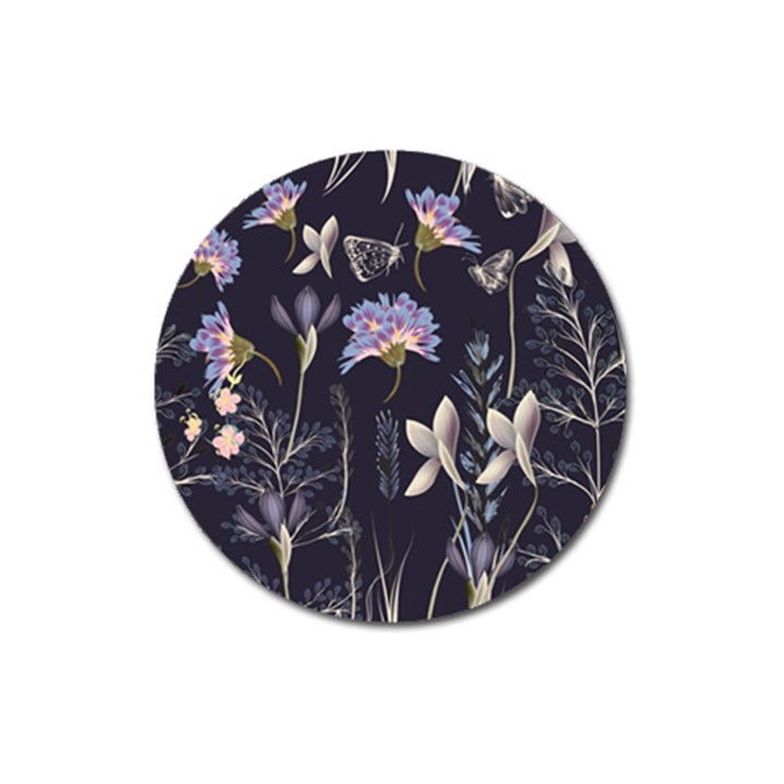 Butterflies and Flowers Painting Magnet 3  (Round)