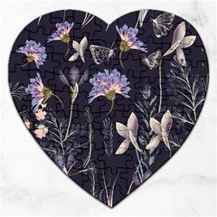 Butterflies And Flowers Painting Jigsaw Puzzle (heart) by ArtsyWishy