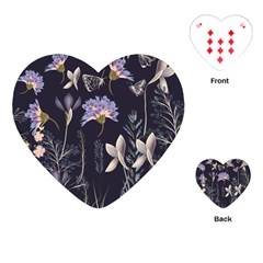 Butterflies And Flowers Painting Playing Cards Single Design (heart)