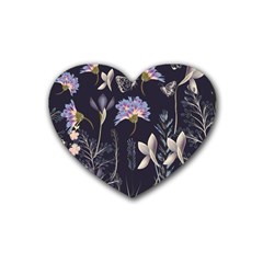 Butterflies And Flowers Painting Heart Coaster (4 Pack)  by ArtsyWishy