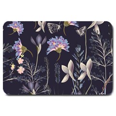 Butterflies And Flowers Painting Large Doormat  by ArtsyWishy