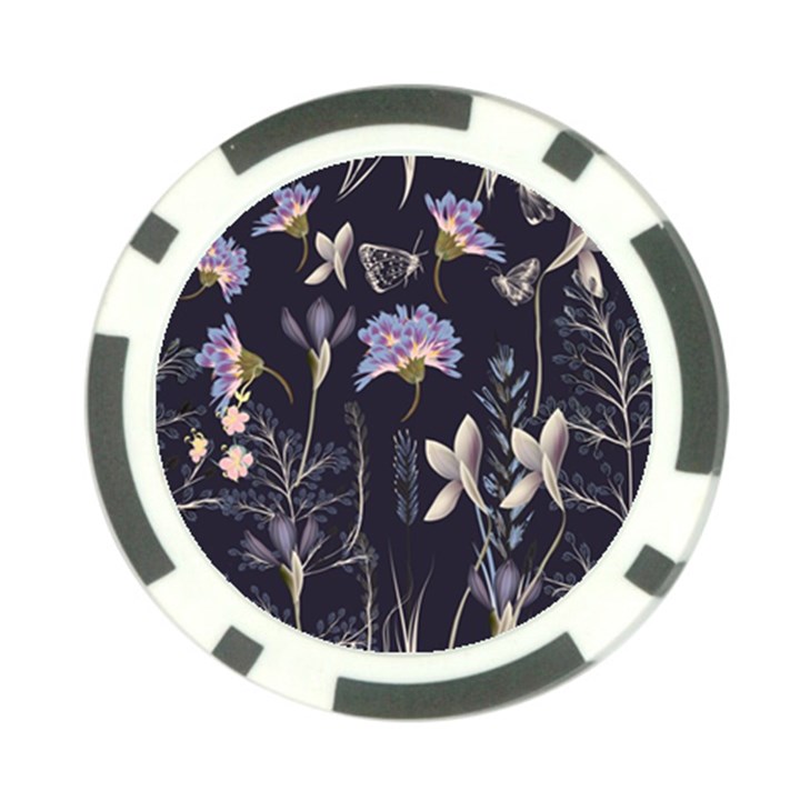 Butterflies and Flowers Painting Poker Chip Card Guard