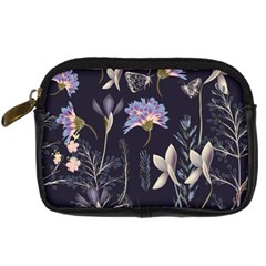 Butterflies And Flowers Painting Digital Camera Leather Case by ArtsyWishy