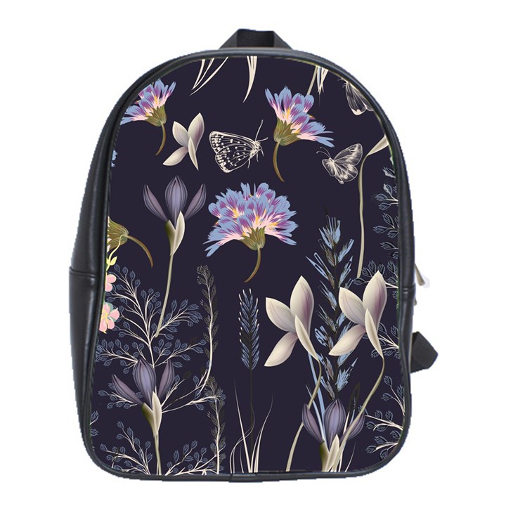 Butterflies and Flowers Painting School Bag (Large)