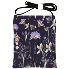 Butterflies And Flowers Painting Shoulder Sling Bag by ArtsyWishy