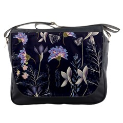 Butterflies And Flowers Painting Messenger Bag by ArtsyWishy