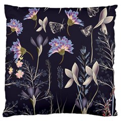 Butterflies And Flowers Painting Large Cushion Case (one Side) by ArtsyWishy