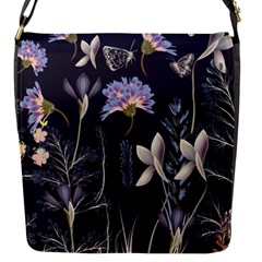 Butterflies And Flowers Painting Flap Closure Messenger Bag (s) by ArtsyWishy