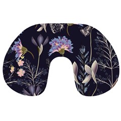 Butterflies And Flowers Painting Travel Neck Pillow