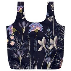 Butterflies And Flowers Painting Full Print Recycle Bag (xl) by ArtsyWishy