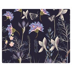 Butterflies And Flowers Painting Double Sided Flano Blanket (medium)  by ArtsyWishy