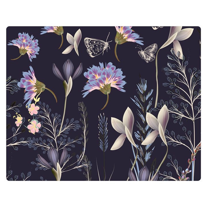 Butterflies and Flowers Painting Double Sided Flano Blanket (Medium) 