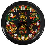 Russian khokhloma Wall Clock (Black) Front