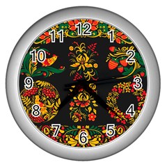 Russian Khokhloma Wall Clock (silver) by goljakoff