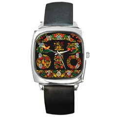 Russian Khokhloma Square Metal Watch by goljakoff