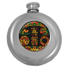 Russian Khokhloma Round Hip Flask (5 Oz) by goljakoff