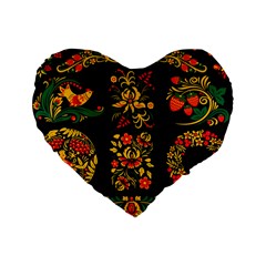 Russian Khokhloma Standard 16  Premium Heart Shape Cushions by goljakoff